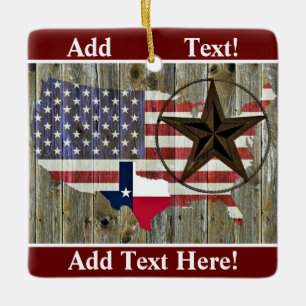Texas Lone Star State Flag Map Ornement en céramiq
