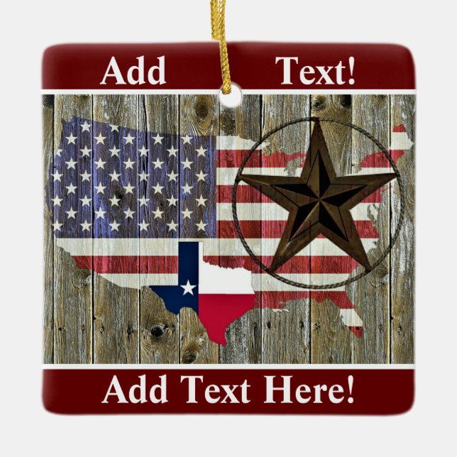 Texas Lone Star State Flag Map Ornement en céramiq (Devant)