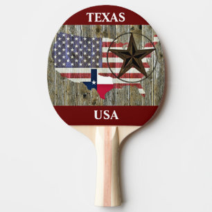 Texas Lone Star State Flag Map Ping Pong Paddle