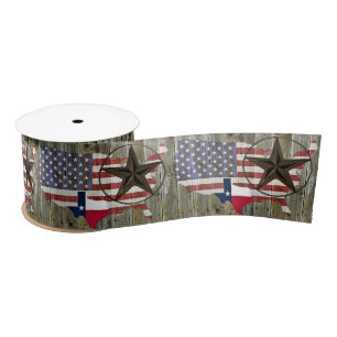 Texas Lone Star State Flag Map Satin Ribbon