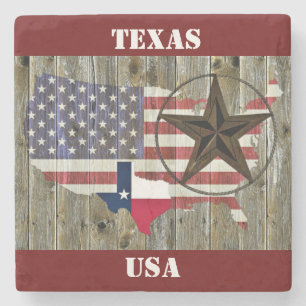 Texas Lone Star State Flag Map Stone Coaster