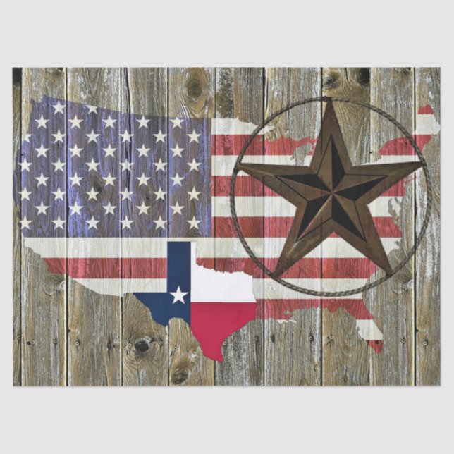 Texas Lone Star State Flag Map Tissue Paper (Front)
