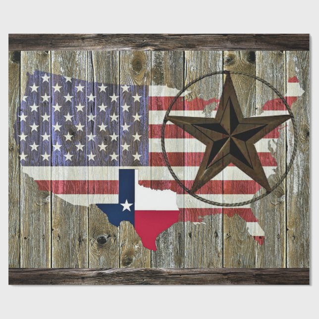 Texas Lone Star State Flag Map Wrapping Paper (Flat)