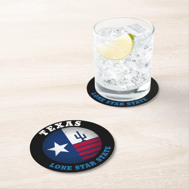 TEXAS LONE STAR STATE FLAG ROUND PAPER COASTER (Insitu)