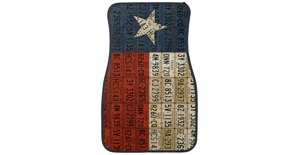 Texas Lone Star State License Plate Flag Art Car Mat