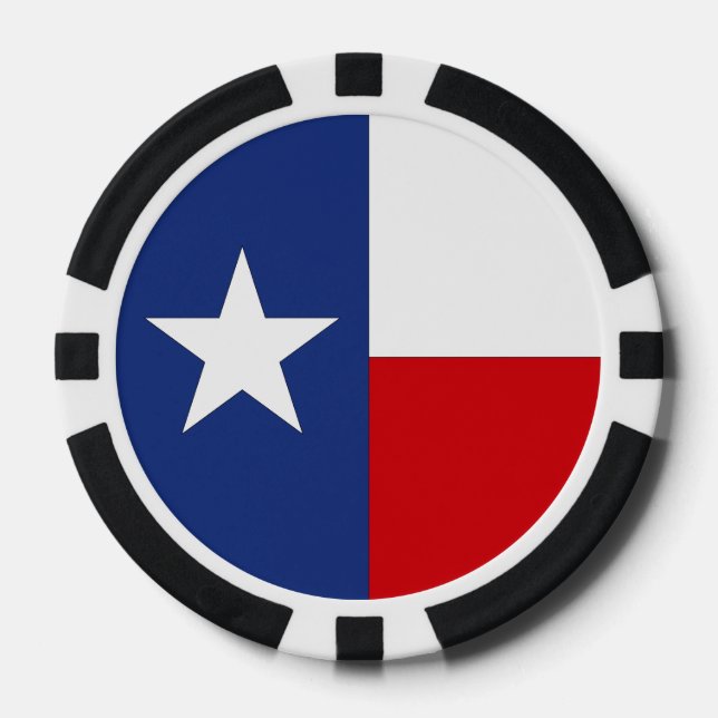 Texas Lone Star State Red Blue Wh Flag Poker Chips (Front)