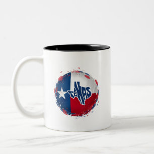 texas Lone star state red white and blue Two-Tone Coffee Mug
