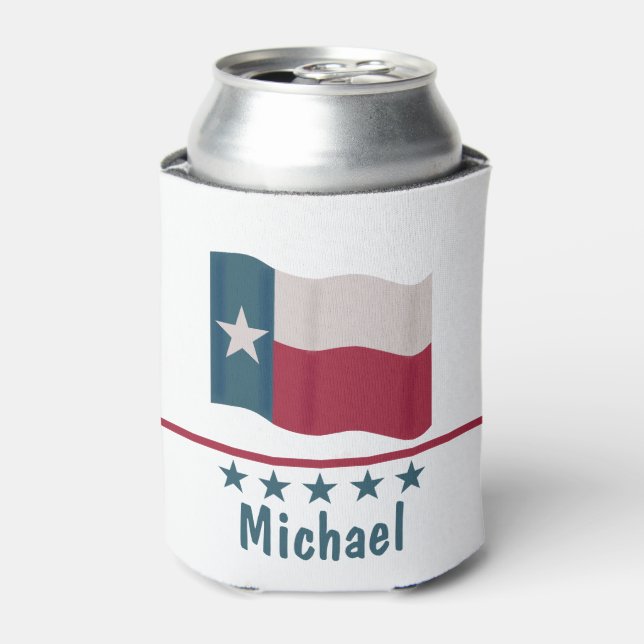Texas Long Star Flag Name Personalized Can Cooler (Can Front)