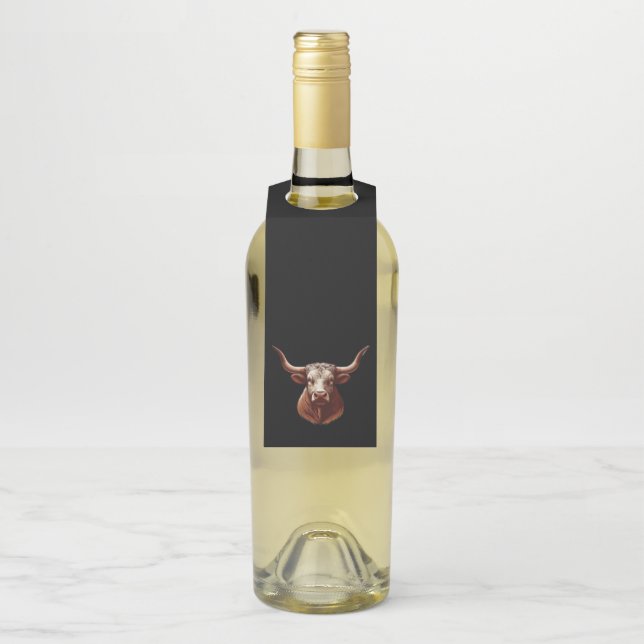 Texas Longhorn Bottle Tag (On Bottle)