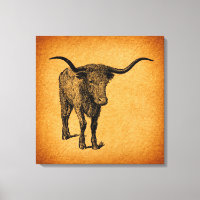Texas Longhorn Bull Rustic Vintage Western Art