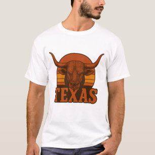 Texas Longhorn Bull Vintage Logo – Western Fire T-Shirt