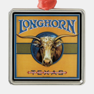 Texas Longhorn Cattle Metal Ornament
