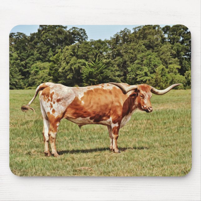 Texas Longhorn Cow Art Mouse Pad (Front)