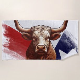 Texas longhorn cow beach towel