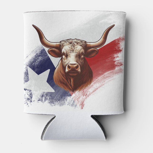 Texas longhorn cow can cooler (Front)