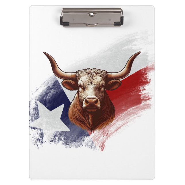 Texas longhorn cow clipboard (Front)