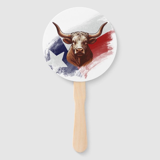 Texas longhorn cow hand fan (Front)