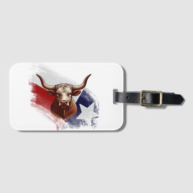 Texas longhorn cow luggage tag (Front Horizontal)