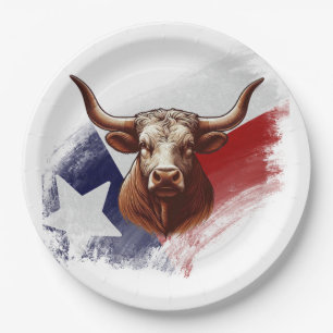 Texas longhorn cow paper plate