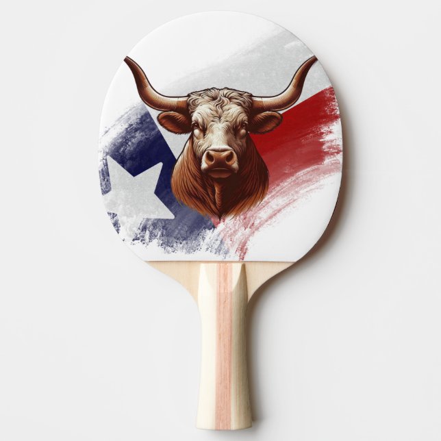 Texas longhorn cow ping pong paddle (Front)