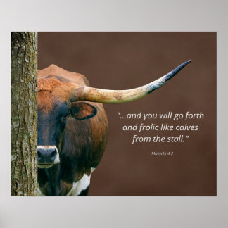 Texas Longhorn Cow Poster - Customizable Wording