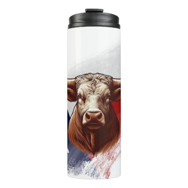 Texas longhorn cow thermal tumbler (Front)