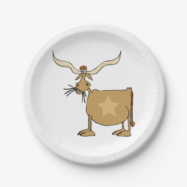 Texas Longhorn Cow with Star Paper Plate (Front)