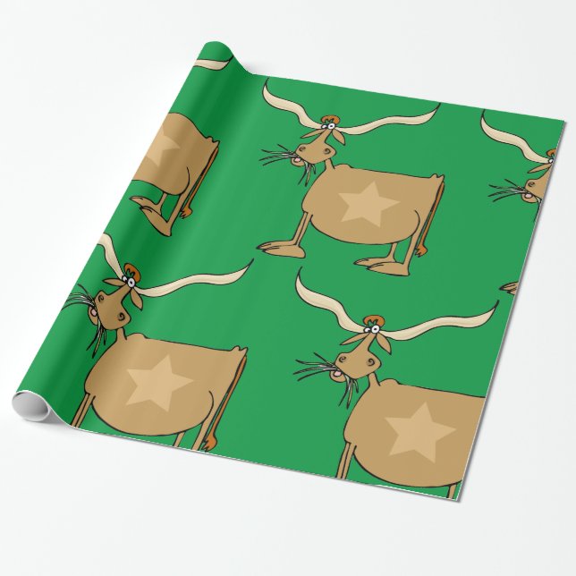 Texas Longhorn Cow Wrapping Paper (Unrolled)