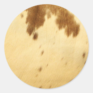 Texas Longhorn Cowhide Animal Fur Print Pattern Classic Round Sticker