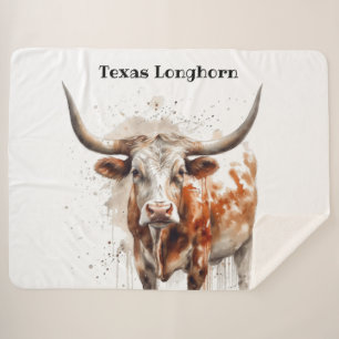 Texas longhorn, customizable sherpa blanket