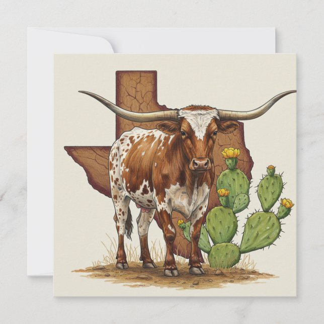 Texas Longhorn Greeting Card (Front)