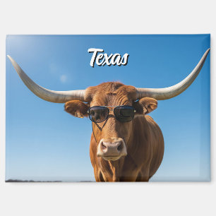 Texas longhorn in sunglasses magnet