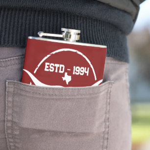 Texas Longhorn Monogram Initials Hip Flask