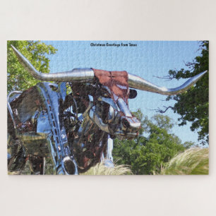 Texas Longhorn Sculpture. Jigsaw Puzzle