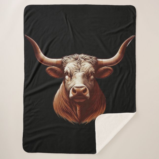 Texas Longhorn Sherpa Blanket (Front)
