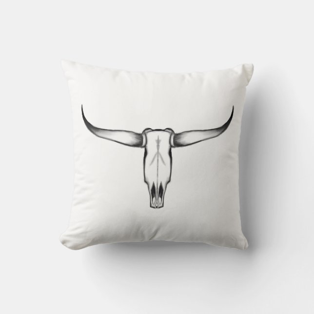 Texas Longhorn Skull Pillow (Front)