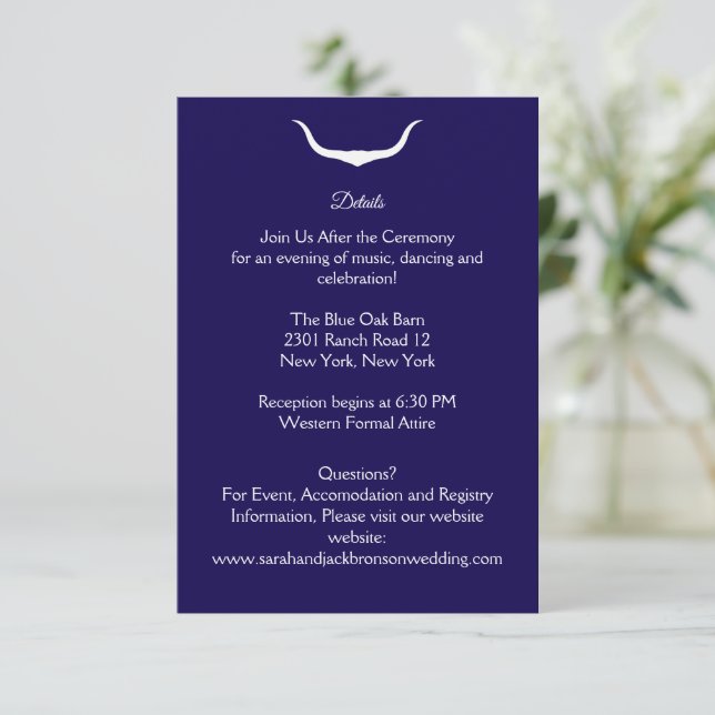   Texas Longhorn Wedding Enclosure Card (Standing Front)