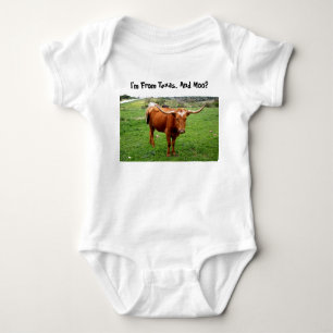 Texas Longhorn With Funny Texas Saying Baby Bodysuit