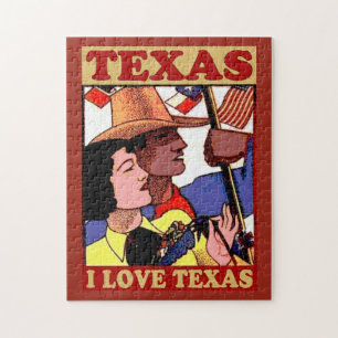 Texas love and Flags Jigsaw Puzzle
