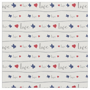 Texas Love and Hearts Pattern Fabric