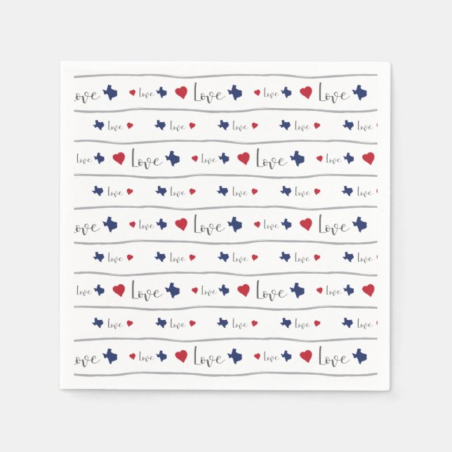 Texas Love and Hearts Pattern Napkin (Front)