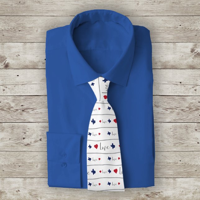 Texas Love and Hearts Pattern Tie (Creator Uploaded)