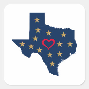 Texas Love and Shining Stars in the Lone Star Stat Square Sticker
