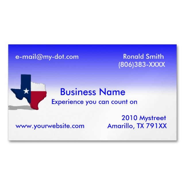Texas Magnetic Business Card (Front)