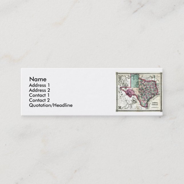 Texas Map and State Flag Mini Business Card (Front)