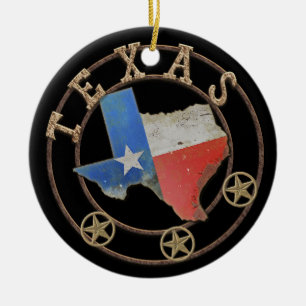 Texas Map Barn Art Ceramic Ornament