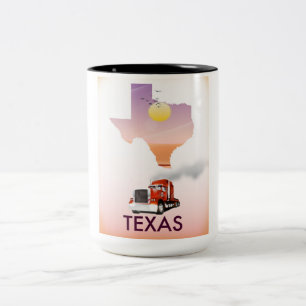Texas Map Big Rig Two-Tone Coffee Mug