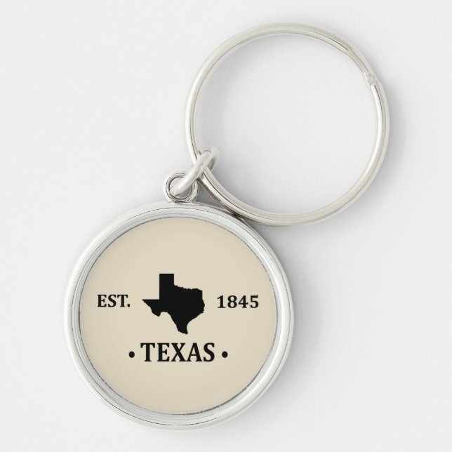 Texas map black the lone star state keychain (Front)
