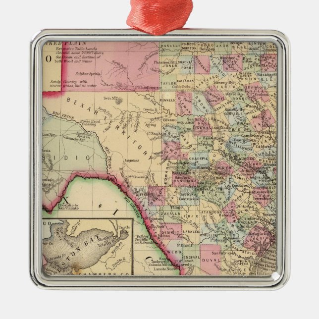Texas Map by Mitchell Metal Ornament (Front)