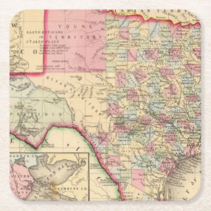Texas Map by Mitchell Square Paper Coaster